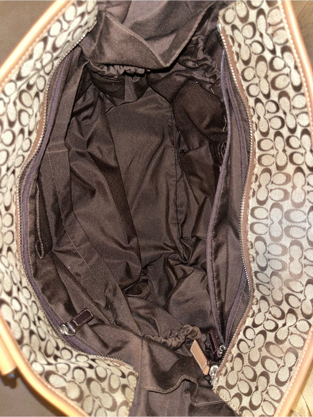 Coach Brown and Beige Signature Canvas Tote - Picture 9 of 14